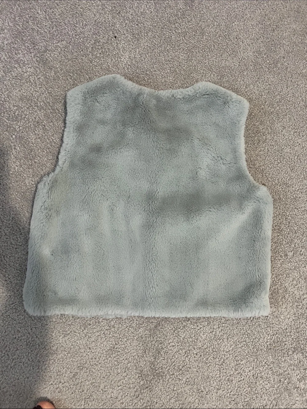 Gymboree Aqua Faux Fur Vest with Pink Bow